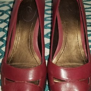 Women's easy spirit comfortable burgundy open toe